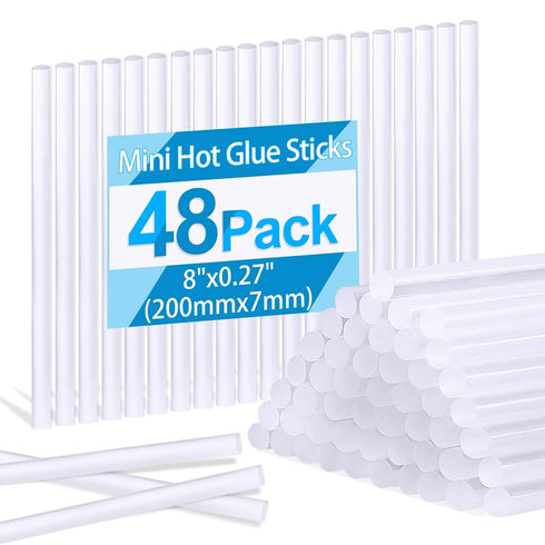 Phinus 48 Pack Mini Hot Glue Sticks, 8" Long x 0.27" Diameter Clear Glue Sticks for Glue Gun, EVA Clear Glue Gun Sticks, Hot Glue Gun Sticks for D...