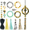 BB Beadthoven 28pcs Silicone Beadable O Ring Bead for Keychain 65mm Round Silicone Loop with 2 Hole Summer Sunflower Silicone Focal Frame Pendant ...