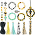 BB Beadthoven 28pcs Silicone Beadable O Ring Bead for Keychain 65mm Round Silicone Loop with 2 Hole Summer Sunflower Silicone Focal Frame Pendant ...