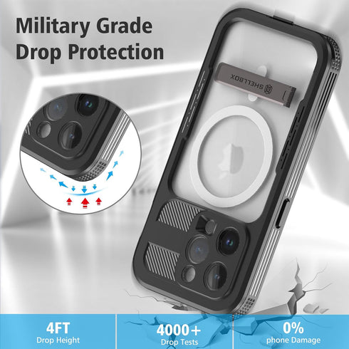 Designed for iPhone 15 Pro Max Case Waterproof with Stand, Shockproof Phone Case with Built in Screen Protector for iPhone 15 Pro Max Black...