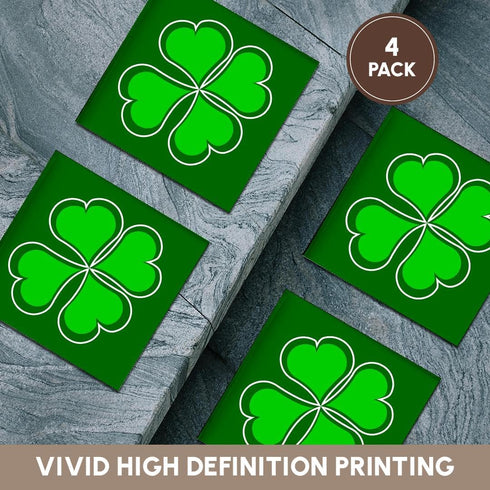 3dRose Lucky Green Shamrock - Ceramic Tile Coasters, Set of 4 (CST_77561_3)...