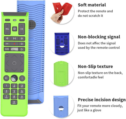 2 Pack XFinity Comcast XR15 Voice Remote Case Cover, Protective Lightweight Shockproof with Lanyard (Blue and Glowing Green)...