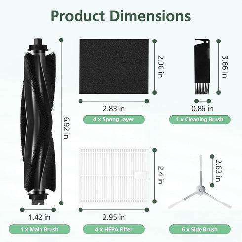L60 12 Pack Replacement Parts for Eufy L60/ L60 SES/ L50/ L50 SES Series Robotic Vacuum Cleaners...