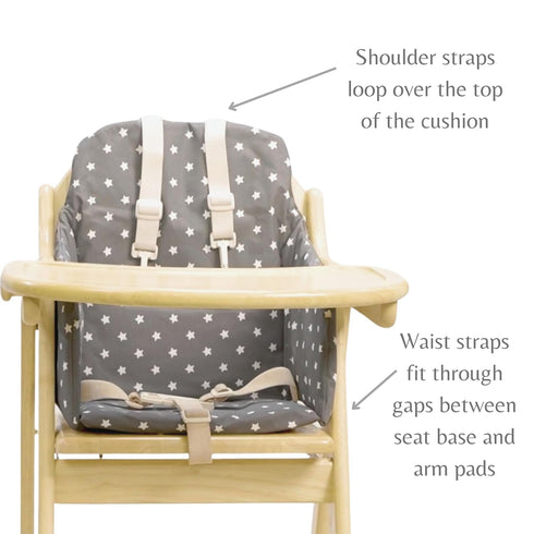 Messy Me High Chair Cushion for Wooden High Chairs - Easy to Fit Seat Pad - Fully Wipe Clean Baby Cushion Cover to Keep Baby Comfortable at mealti...
