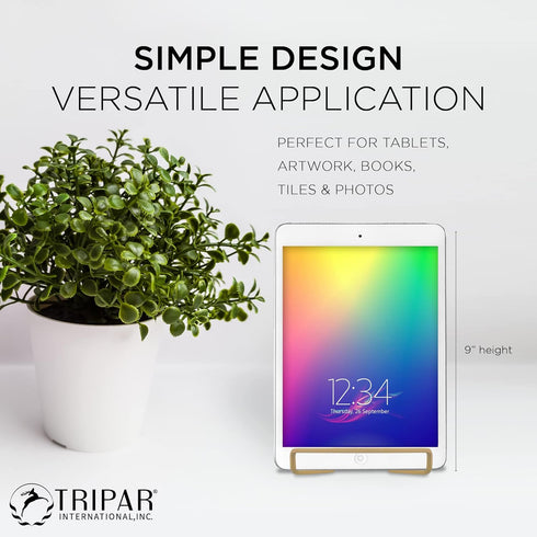 Tripar 6" Gold Painted Square Wire Easel Display Stand for Plates, Artwork, Picture Frame Plate Stand...