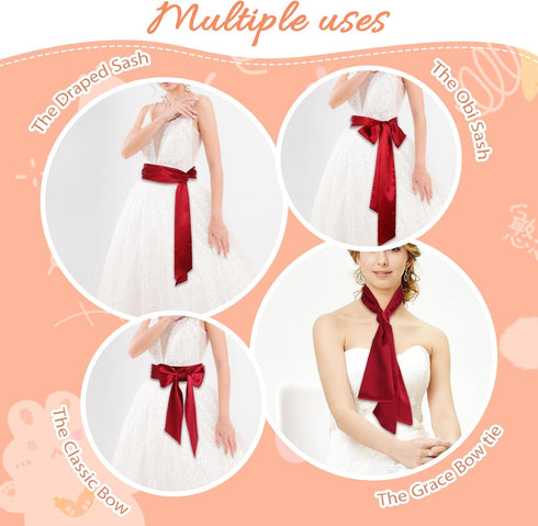 Wedding Satin Sash Belt Women Dress Sash Bridal Belt Waist Belts for Party Special Occasion 3.74'' Wide...