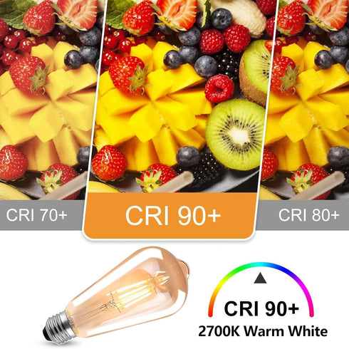 HESSION ST64 LED Edison Bulbs, 4W Equivalent 40W, Soft Light Amber Glass 2700K, LED Filament Bulbs with 90+ CRI E26 Medium Base, Dimmable Light Bu...