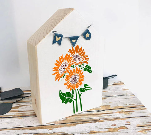 GSS Designs Sunflower Stencils 8.3x11.7Inch Flower Stencils for Painting on Wood Canvas Paper Fabric Floor Furniture Reusable Mylar Stencil for Cr...