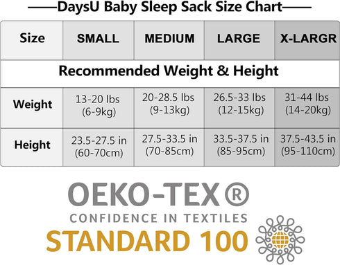 DaysU Baby Sleep Sack 0-6 Months 100% Cotton, Baby Unisex Wearable Blanket 2-Way Zipper TOG 0.5, Breathable Lightweight Baby Sleeping Bag 2 Pack, ...