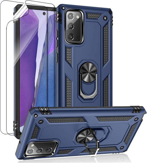 for Samsung Galaxy Note 20 Case, Note20 5G Case with HD Screen Protectors, Androgate Military-Grade Metal Ring Holder Kickstand 15ft Drop Tested S...