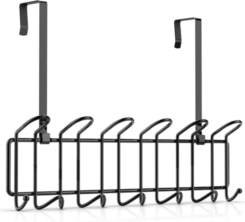 Coat Rack Wall Mounted Hook Rack Over The Door Hook Organizer 13 Hooks, Heavy-Duty Iron Wire Black...