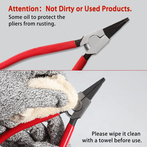 8-Inch Lock Ring Pliers Flat Snap Ring Pliers Special Circlip Pliers Reverse Pliers Angle Tip Retaining Ring Pliers Ring Opening Pliers Spreader P...