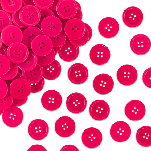 Super Z Outlet 100 Pack 1 Inch Buttons Flatback Sewing Colored for Arts & Crafts, Fashion Clothing, DIY Projects (Hot Pink)...