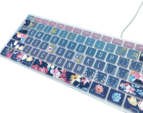 Silicone Keyboard Cover Skin for Apple iMac Keyboard with Numeric Keypad Wired USB MB110LL/B(Model: A1243), Cute Print, US Layout, Red Flower...