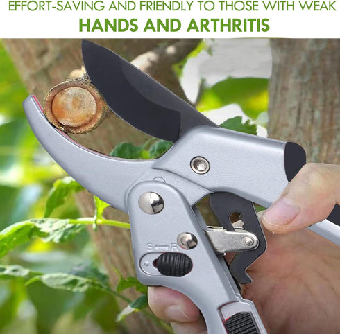 Pruning shears, work 3 times easier, MUSTKING garden clippers (Adjustable - Upgraded - Black)...