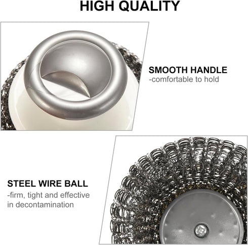 2Pcs Stainless Steel Wool Scrubber with Handle, Steel Wool Scrubber for Cleaning Dishes, Stainless Steel Scrubbing Brushes Cleaning Supplies for P...