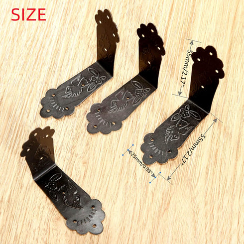 dophee 4Pcs Antique L Shaped Corner Guards, Embossing Decorative Edge Corner Bracket Protectors Cover with Mounting Screws for Chest Case Wooden B...