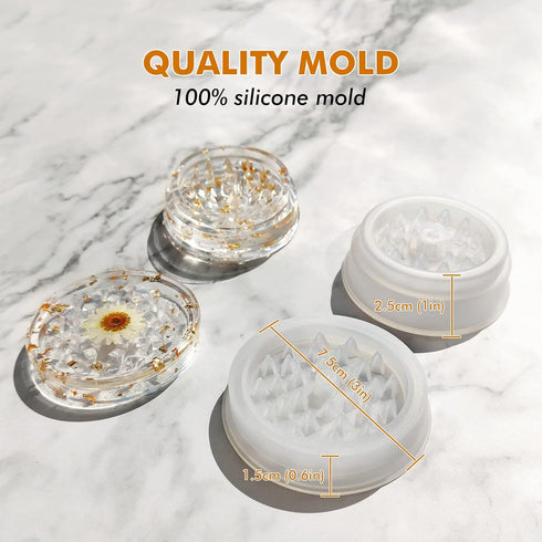 Large Resin Grinder Mold for Resin - 3in Silicone Mold with Efficient Spikes Shape, Premium Silicone Molds for Casting to Grinding Spice and More ...