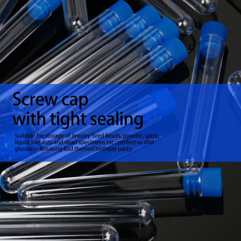 Teenitor 50 Pack Clear Plastic Test Tubes with Blue Caps, 13×78mm, Great for Halloween Party...