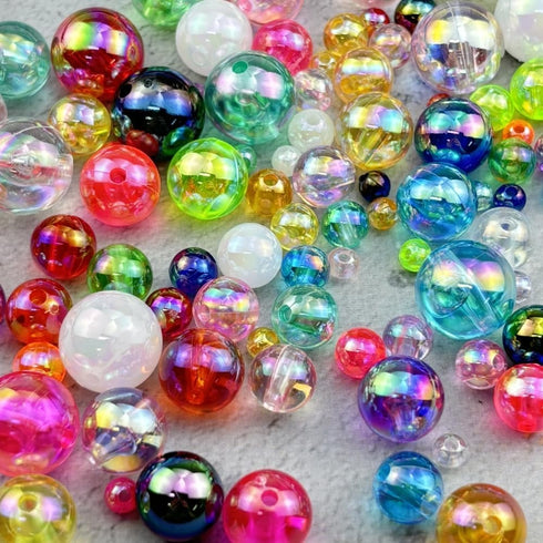 1000pcs 6mm Acrylic Round Beads AB Colors Acrylic Beads Round Spacer Beads with Hole for DIY Bracelet Necklace Jewelry Making Supplies Handmade Cr...