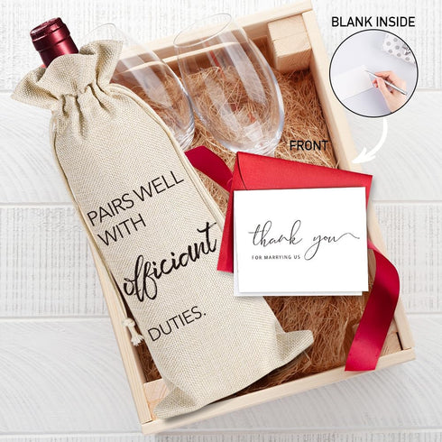 YAANUNULU Wedding Gifts for Officiant, Wedding Officiant Wine Bag for Wedding Day, Best Officiant Ever, Pairs Well With Wedding Officiant, Drawstr...