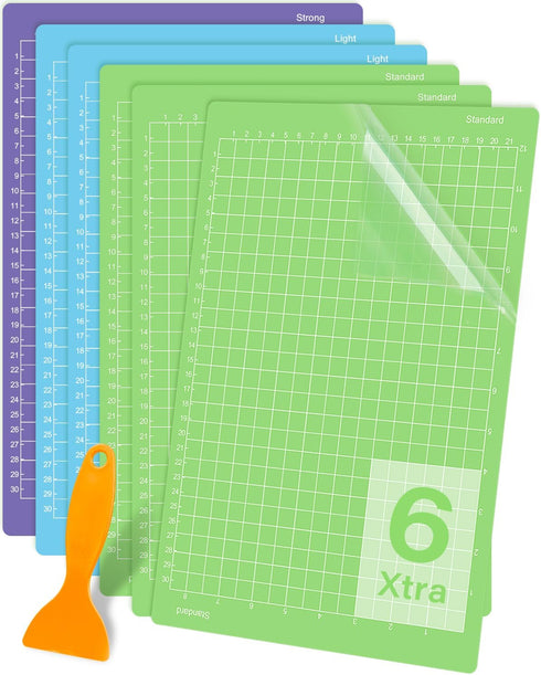 Gwybkq Cutting Mat 8.5x12in for Cricut Joy Xtra 6 Pack Reusable Sticky (Light, Standard, Strong) Grip Cricket Cut Mats Replacement Durable Adhesiv...
