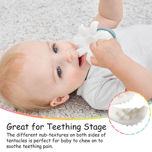 Baby Teether Teething Toys for Babies 3-12 Months, Fun Baby Teething Toys for Infant 12-18 Months, Mombella Octopus Teethers 6 Month Old, Silicone...
