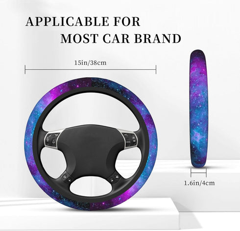 Purple Galaxy Steering Wheel Cover for Women Men, Universal 15 Inches Car Steering Wheel Protector Anti-Slip Sweat Absorption Car Accessories for ...