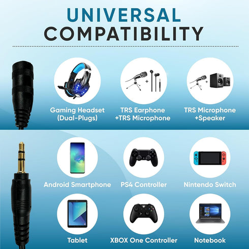 Headphone Splitter 3.5mm Aux Splitter 2 Female to 1 Male Audio Y Splitter Stereo Dual Headphone Adapter Compatible with Laptops PC Tablet TV Smart...