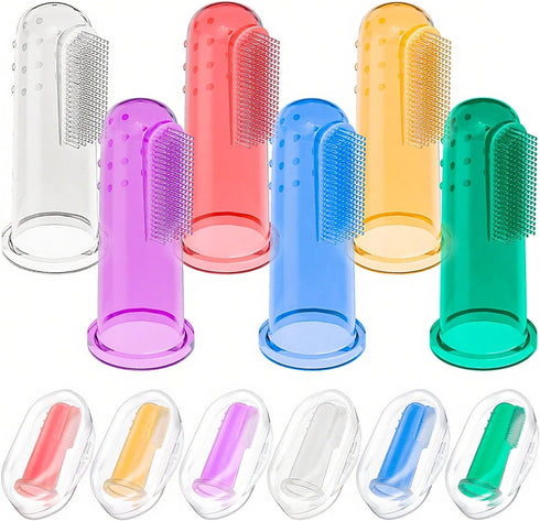 Baby Toothbrush Set, 6 Pcs Soft Infant Finger Toothbrush with 6 Boxes, Newborns Toddler Silicone Baby Tooth Brush 0-6 Months 6-12 Months...