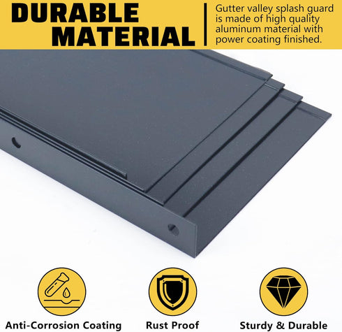 4 Pack Aluminum Gutter Valley Splash Guard,Keep Water from Overshooting The Gutter,for Valley,Corner,or Straight,10 inch Each Piece,Grey...