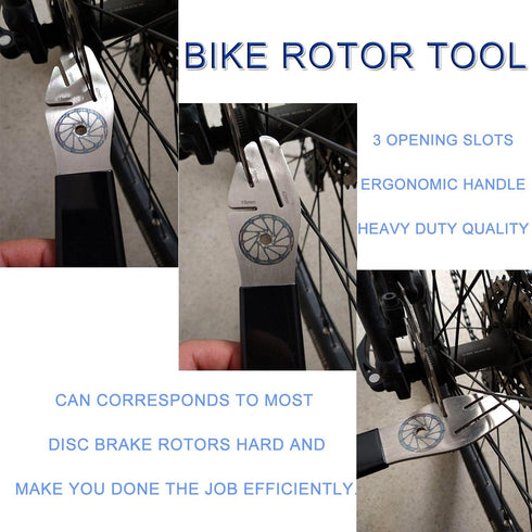 JONMON Bike Rotor Truing Fork, Bicycle Disc Alignment Wrench, 3 Slot Depths Adjustment Brake Disc Adjuster Flattening Correction Gap Regulator Rep...