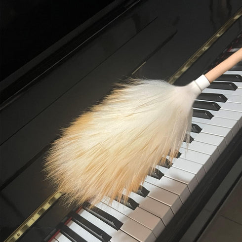 Wool Lambswool Cleaning Brush Duster,Wood Handle,Hanging Rope,Anti-Static,Comfortable Grips, for Piano,Guitar and Other Instruments and Home Furni...
