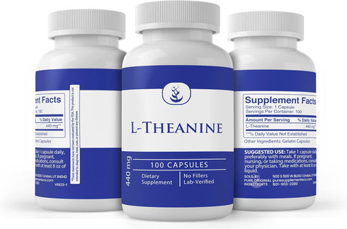 Pure Original Ingredients L-Theanine, (100 Capsules) Always Pure, No Additives or Fillers, Lab Verified...