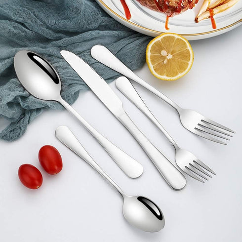 Silverware Set, Briout Flatware Set Service for 4 Stainless Steel Cutlery Set 20 Piece Include Upgraded Knife Spoon Fork Mirror Polished, Dishwash...