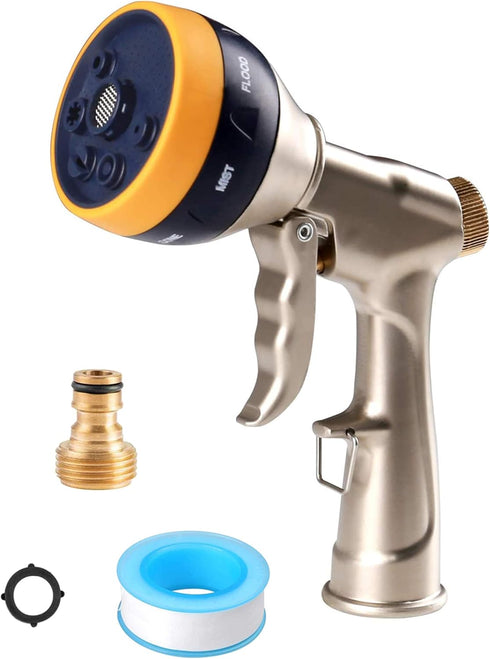 Garden Hose Nozzle Heavy Duty High Pressure Garden Sprayer for Car Washing, Watering Garden, Showering Dog & Pets with 7 adjustable patterns and f...
