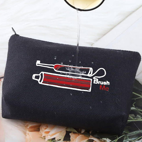 G2TUP Novelty Travel Toothbrush Holder Brush Me Canvas Travel Dopp Kit Toothpaste Organizer Toiletries Bag (Brush Me Black Bag)...