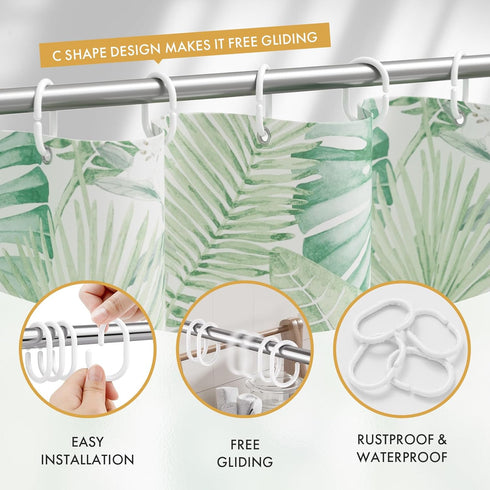 Amazer White Shower Curtain Hooks Rings, 24 Pcs Plastic Shower Curtain Rings, Plastic Shower Curtain Hooks for Bathroom Shower Rod, White Shower H...