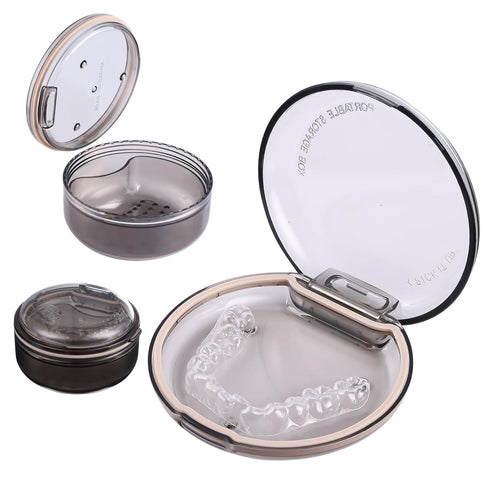Double Layer Retainer Case,Portable&Cleaner 2 In 1 multifunctional Retainer Case Orthodontic Retainer Cleaning Case For Retainers, Aligners, Night...
