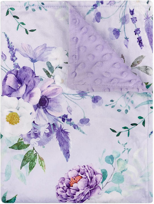 Baby Blankets for Girls Boys Soft Plush Minky Blanket 30x40 Inches with Double Layer Dotted Backing for Toddler Newborn, Purple Baby Crib Blanket ...
