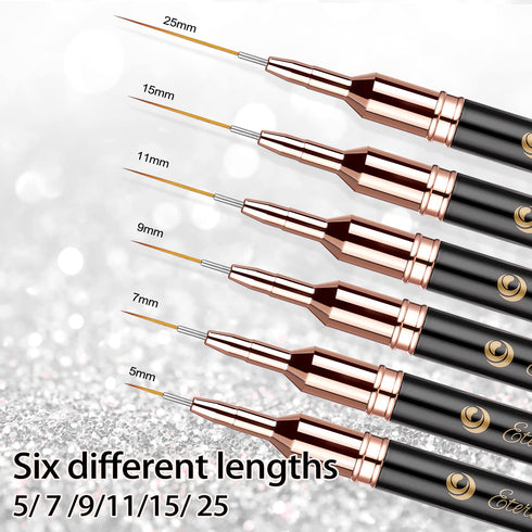 Etercycle Nail Art Liner Brushes, 6pcs Striping Nail Gel Polish Painting Brush Set, Thin Nail Art Dotting Drawing Pen (5/7/9/11/15/25mm)...