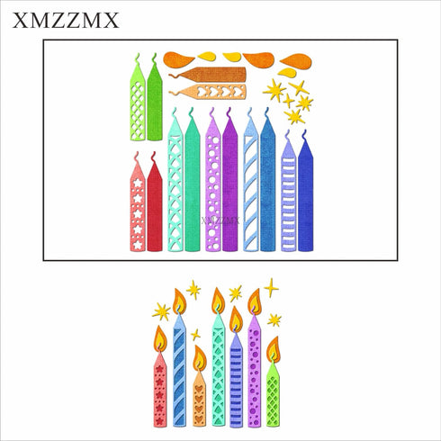Birthday Party Candle Festival Metal Cutting Dies for Card Making, Paper Embossing Die Cuts Kit Templates, Storage Pockets Supplies, Photo Frame A...