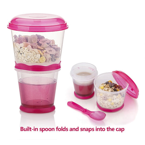 Cereal On The Go Cups Breakfast Drink Cups Portable Yogurt and Cereal to-Go Container Cup...