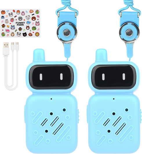 Mafiti Rechargeable Walkie Talkies for Kids 2 Pack Mini Robot Walkie Talkie Long Range 1 KMs 2 Way Radio Toddler Toys for 3-12 Year Old Boys Girls...