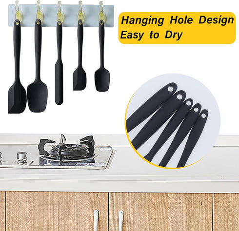 Silicone Spatula Set, 5 Piece Food Grade Rubber Spatulas for Baking, Cooking, and Mixing High Heat Resistant Non Stick Dishwasher Safe BPA-Free (B...