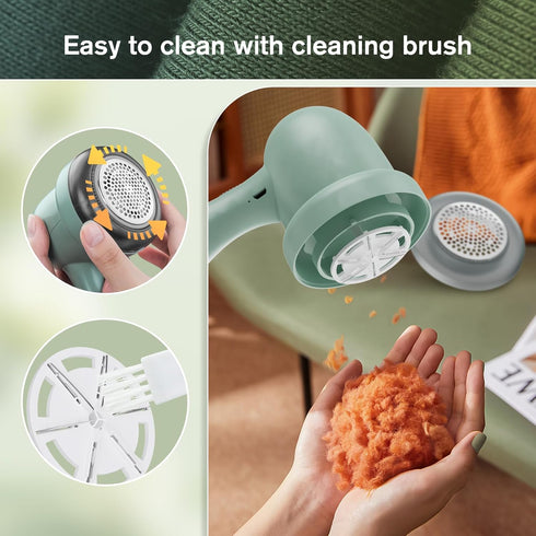 Electric Fabric Shaver, USB Powered Sweater Shaver with 2 Replaceable Stainless Steel Blades, Dual Protection Lint Remover for Removing Fuzz and P...