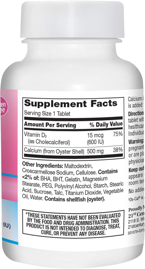 21st Century Calcium Plus Extra D Caplets, 500 mg, 90 Count, Pack of 1...