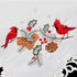 Embroidered Christmas Red Cardinals and Pine Cones on Ivory Table Topper, Small Tablecloth (33 Inch Square)...