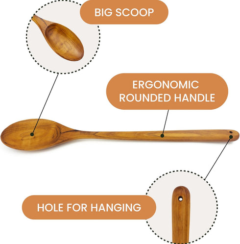 Extra Large Wooden Spoon for Cooking (18", Teak Wood) | Extra Long Handled for Stirring Big Pots | Non Stick & Non Scratch...
