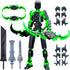 Preassembled Black T13 Action Figure with Multiple Accessories,3D Printed Multi-Jointed Titan 13 Figure,Dummy 13 Desktop Decorative Toy...